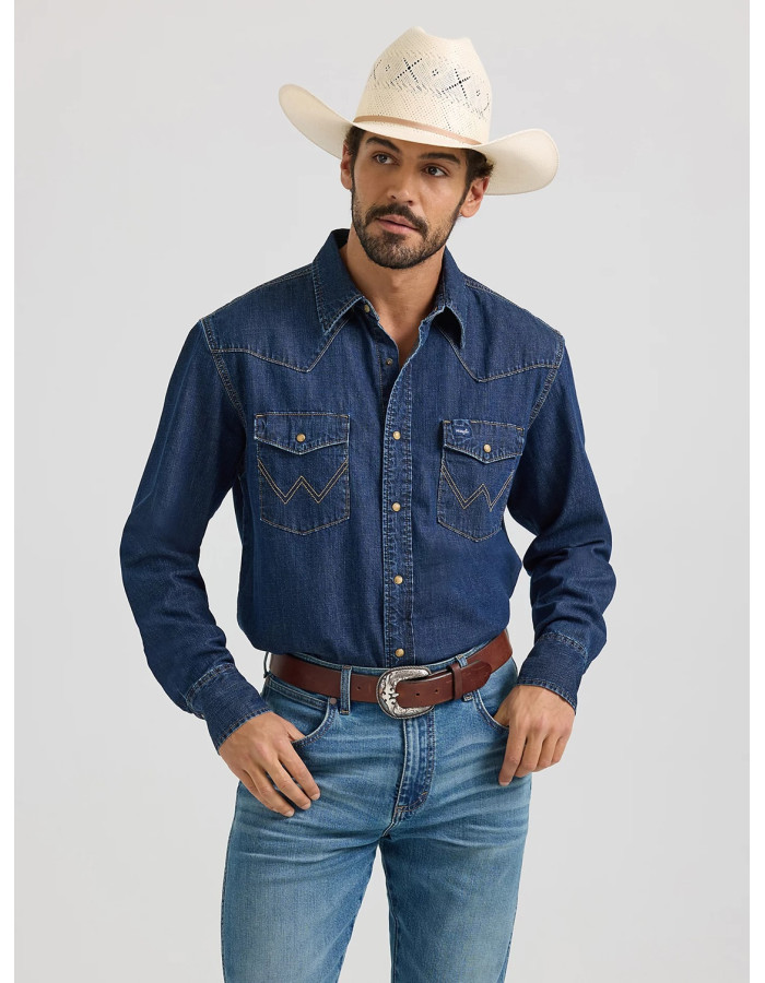 Джинсова сорочка Wrangler Classic Denim Western Snap Dark Wash Denim