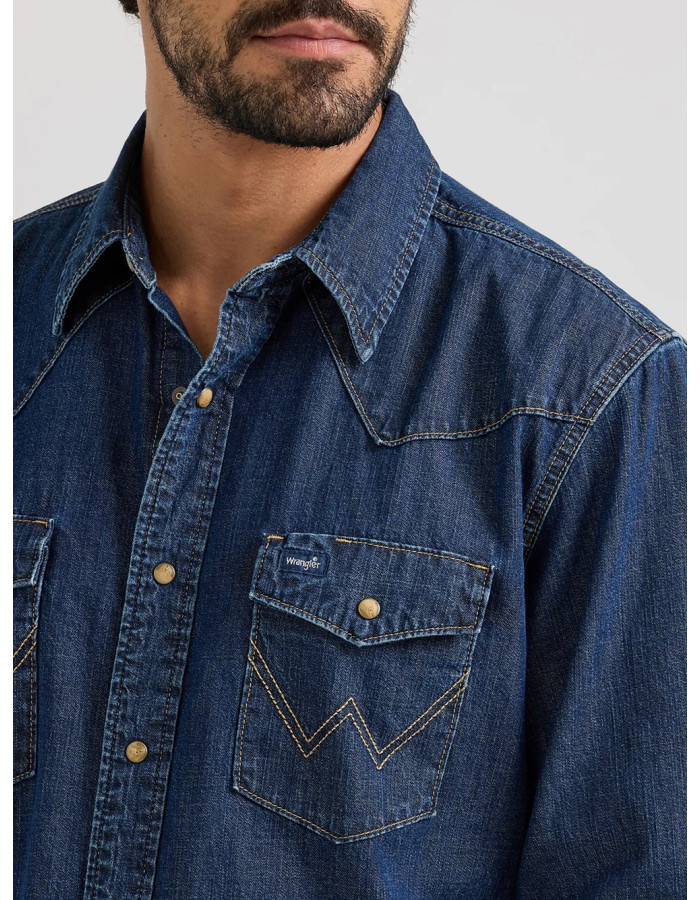 Джинсова сорочка Wrangler Classic Denim Western Snap Dark Wash Denim