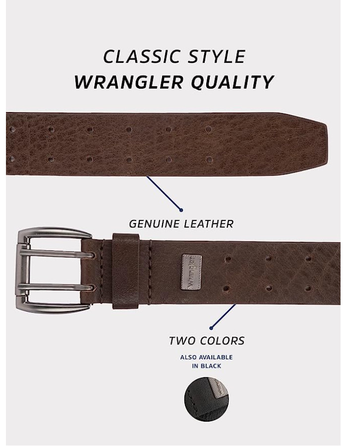Ремінь Wrangler Men’s Logo Ornament Casual Everyday Belt for Jeans BE08007AQBR  