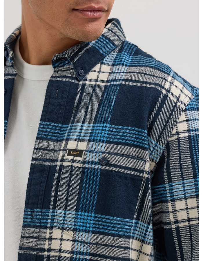 Сорочка Lee  Relaxed Fit Riveted Plaid Button Down Shirt Inky Blue