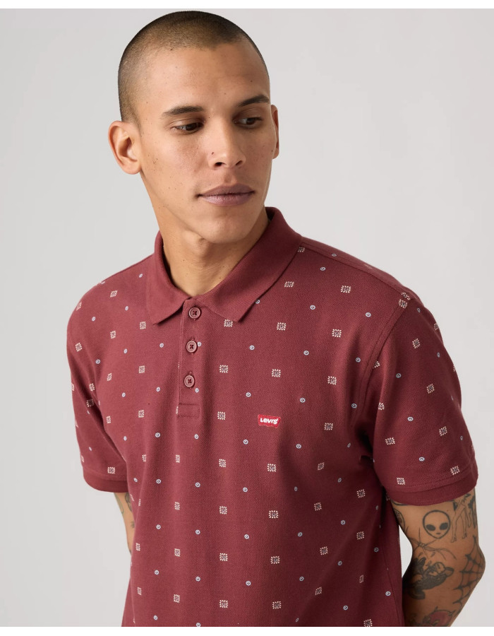 Levis Men's Housemark Polo Shirt Ebba Geo Oxblood