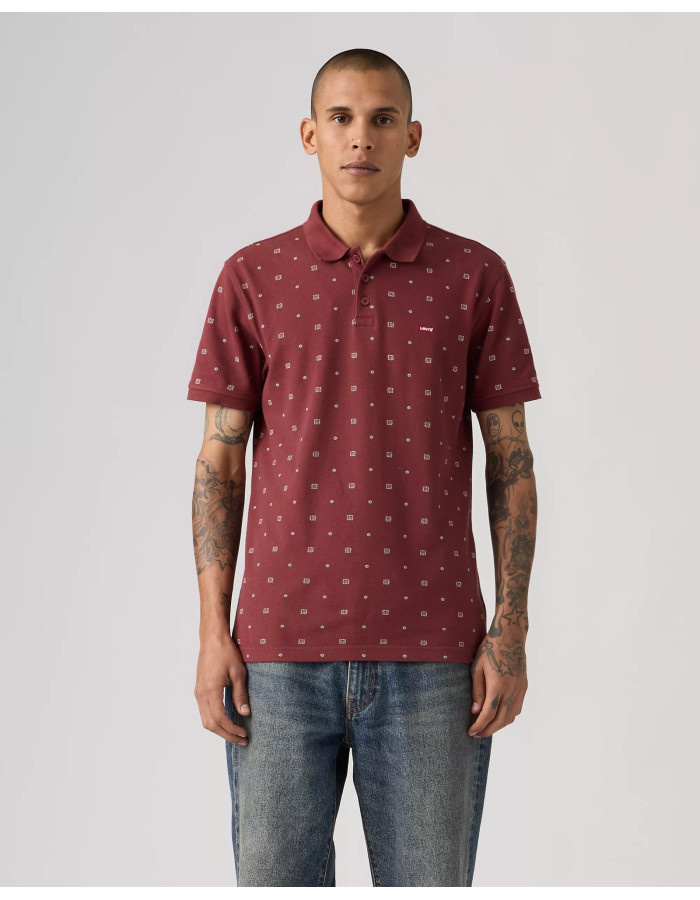 Levis Men's Housemark Polo Shirt Ebba Geo Oxblood