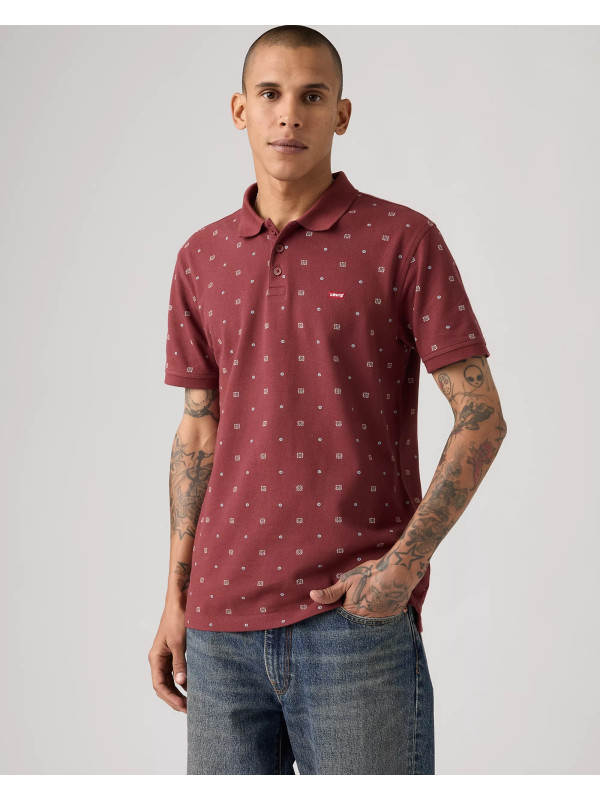 Levis Men's Housemark Polo Shirt Ebba Geo Oxblood