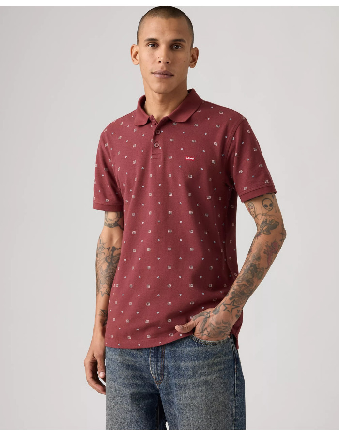 Levis Men's Housemark Polo Shirt Ebba Geo Oxblood