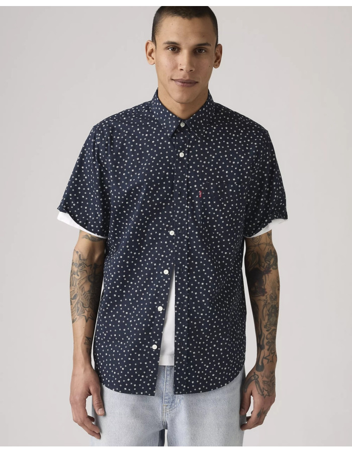 Рубашка Levis Short-sleeve Classic Standard Fit Shirt Kieran Geo Print Navy Blazer 