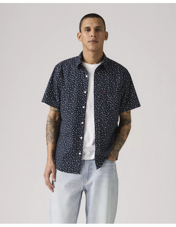 Рубашка Levis Short-sleeve Classic Standard Fit Shirt Kieran Geo Print Navy Blazer 