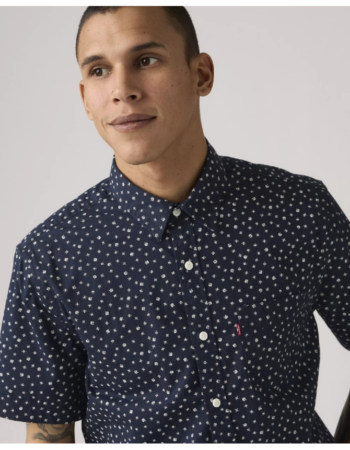 Рубашка Levis Short-sleeve Classic Standard Fit Shirt Kieran Geo Print Navy Blazer 