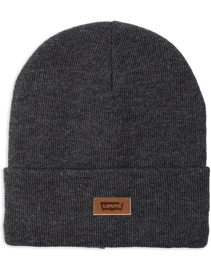 Шапка levis Men's Knit Cuffed All Season Beanie Hat Grey Solid