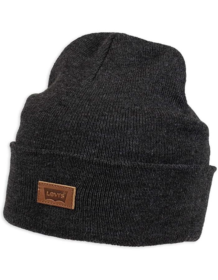 Шапка levis Men's Knit Cuffed All Season Beanie Hat Grey Solid