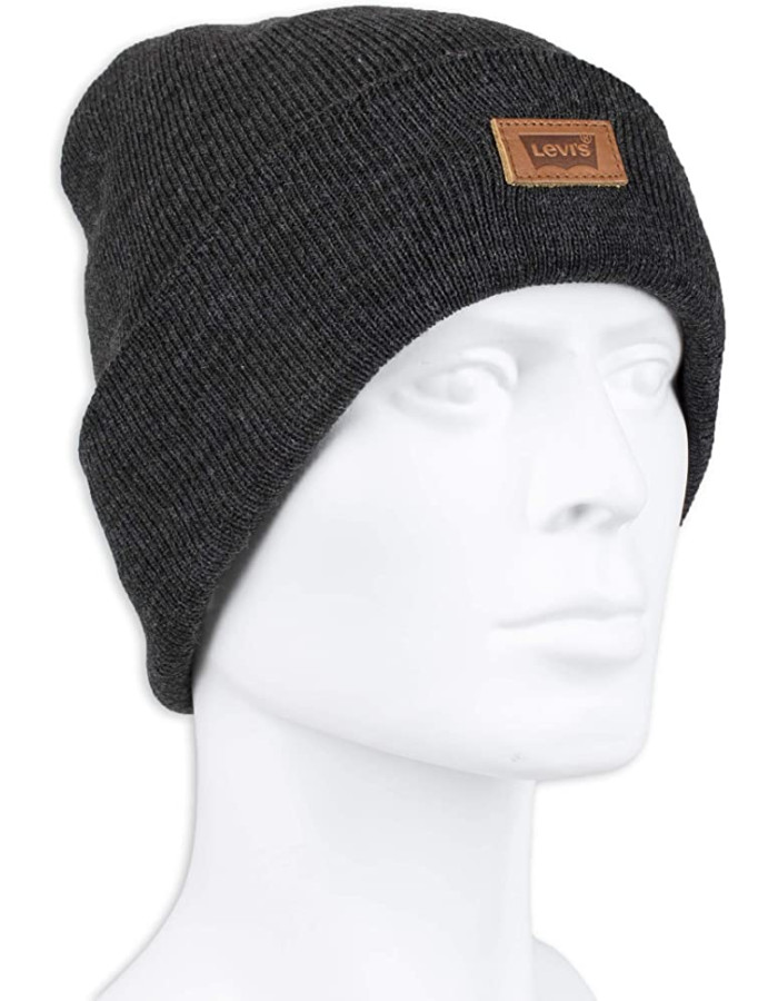 Шапка levis Men's Knit Cuffed All Season Beanie Hat Grey Solid