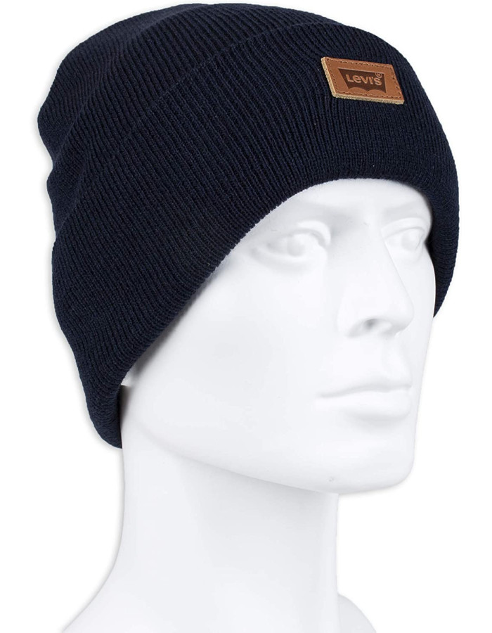 Шапка levis Men's Knit Cuffed All Season Beanie Hat Navy Solid