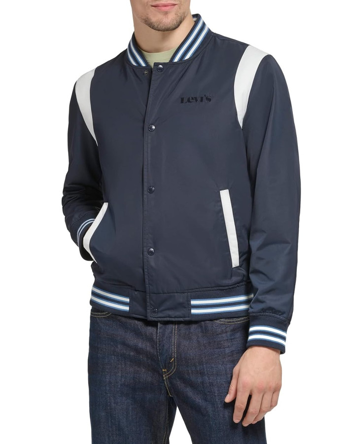 Куртка Levi's Men's Colorblock Varsity Bomber Jacket Navy Racer Stripe 